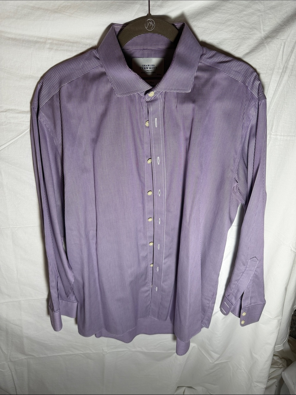 Charles Tyrwhitt Lavender Micro-Check Dress Shirt - Long Sleeve